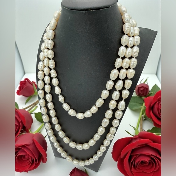 Jewelry - 64” Genuine Baroque Pearl Opera Necklace 160g Cream Ivory Statement Piece
